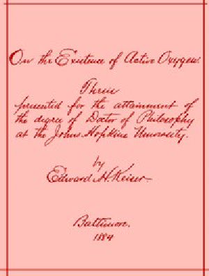 [Gutenberg 52162] • On the Existence of Active Oxygen / Thesis Presented for the Attainment of the Degree of Doctor of Philosophy at the Johns Hopkins University